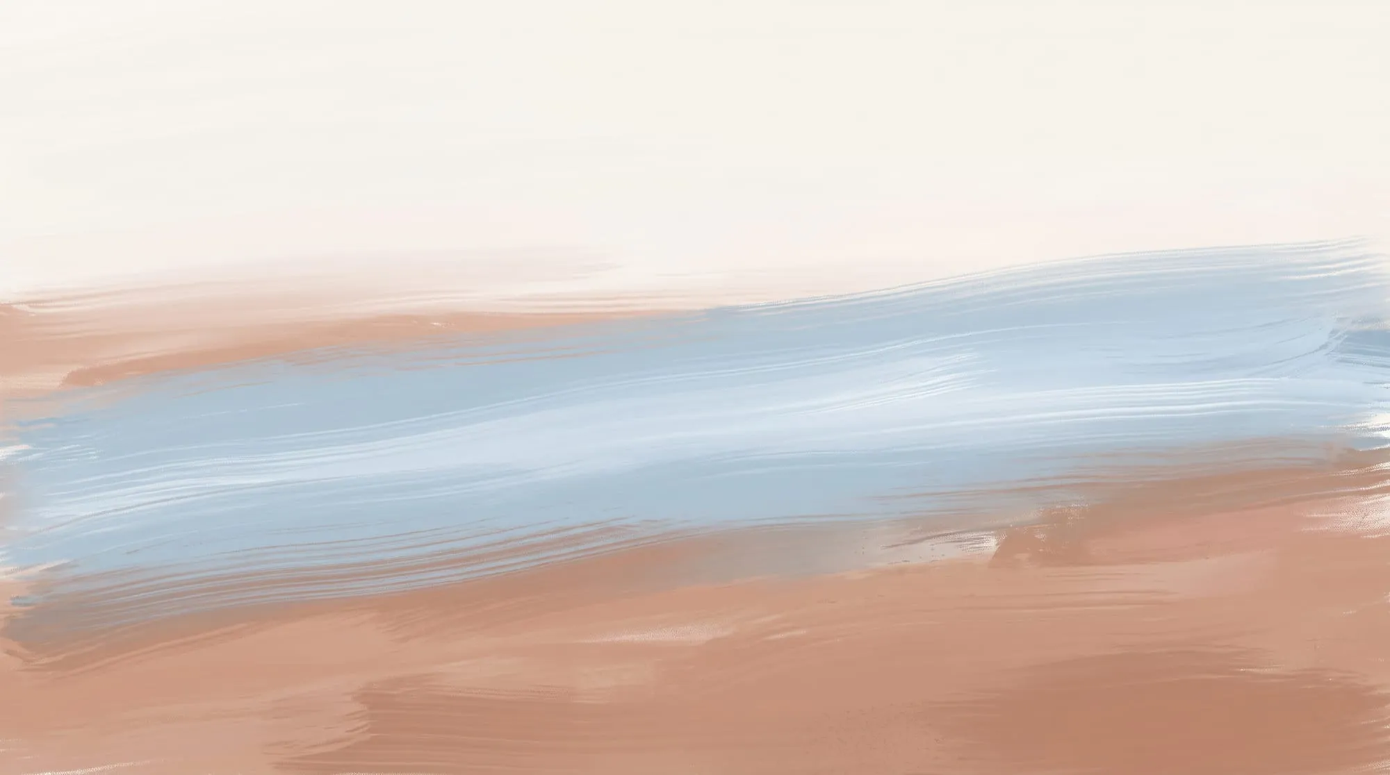 A broad band of soft blue crossing a warm blush field, painted in loose brushstrokes.